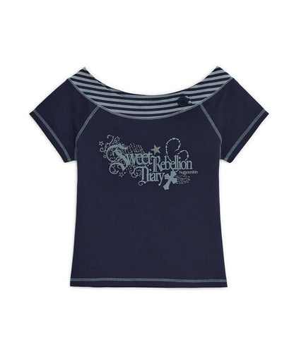 Musinsa Sale till 23/6! [Hugyourskin]Sweet Stripe Boat Neck Tee (2 Colours)