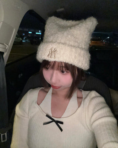 MLB PLUSH MEOWING BEANIE (Cream)