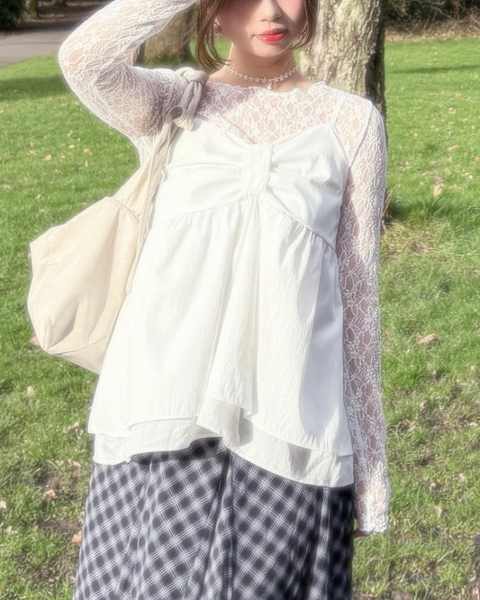 Super Cute!! Ribbon Chest Design Cami Top