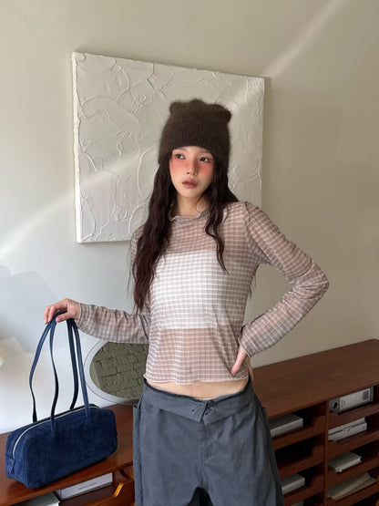 (Preorder) Sheer Layered Mock Neck T Shirt