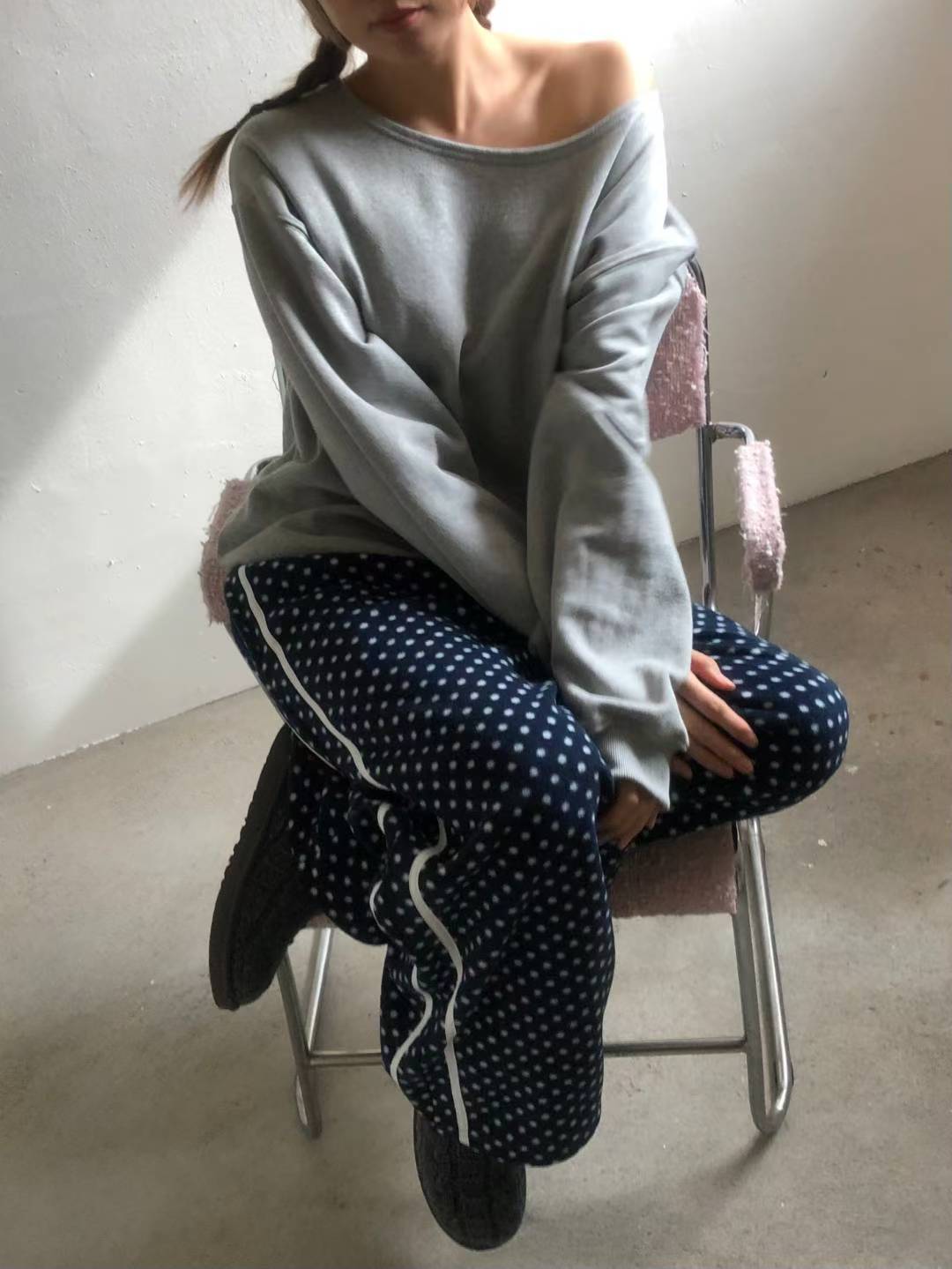 (DEC NEW) Polka dot double-sided brushed training pants