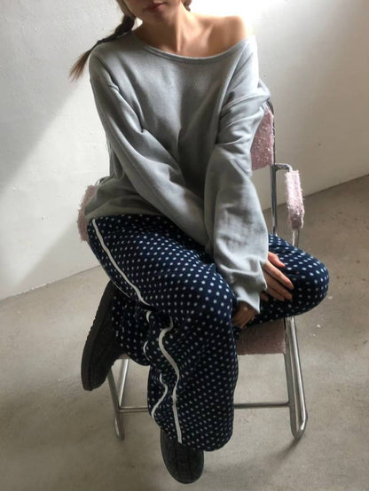 (DEC NEW) Polka dot double-sided brushed training pants