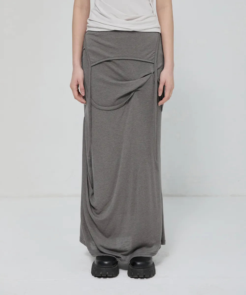Musinsa Sale till 23/6! [FLAREUP] Asymmetrical Draped Long Skirt (3 Colours)