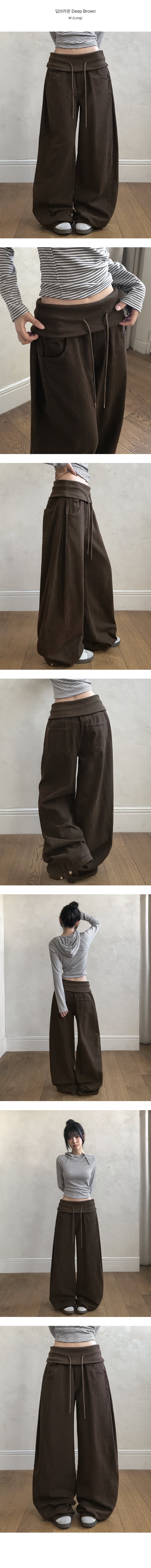 26fw [3 short length/snap button] Waffin folding side pintock wide long pants
