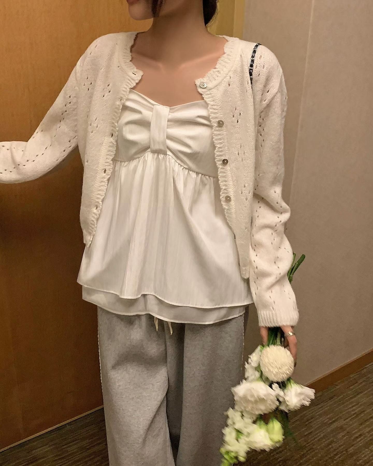 Super Cute!! Ribbon Chest Design Cami Top