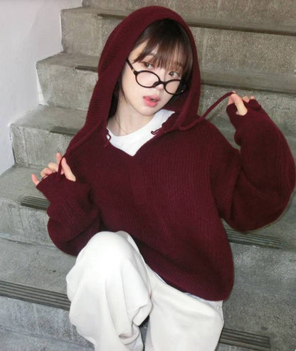 （DEC NEW) Hand Warmer Winter Honeycomb Knit Hoodie
