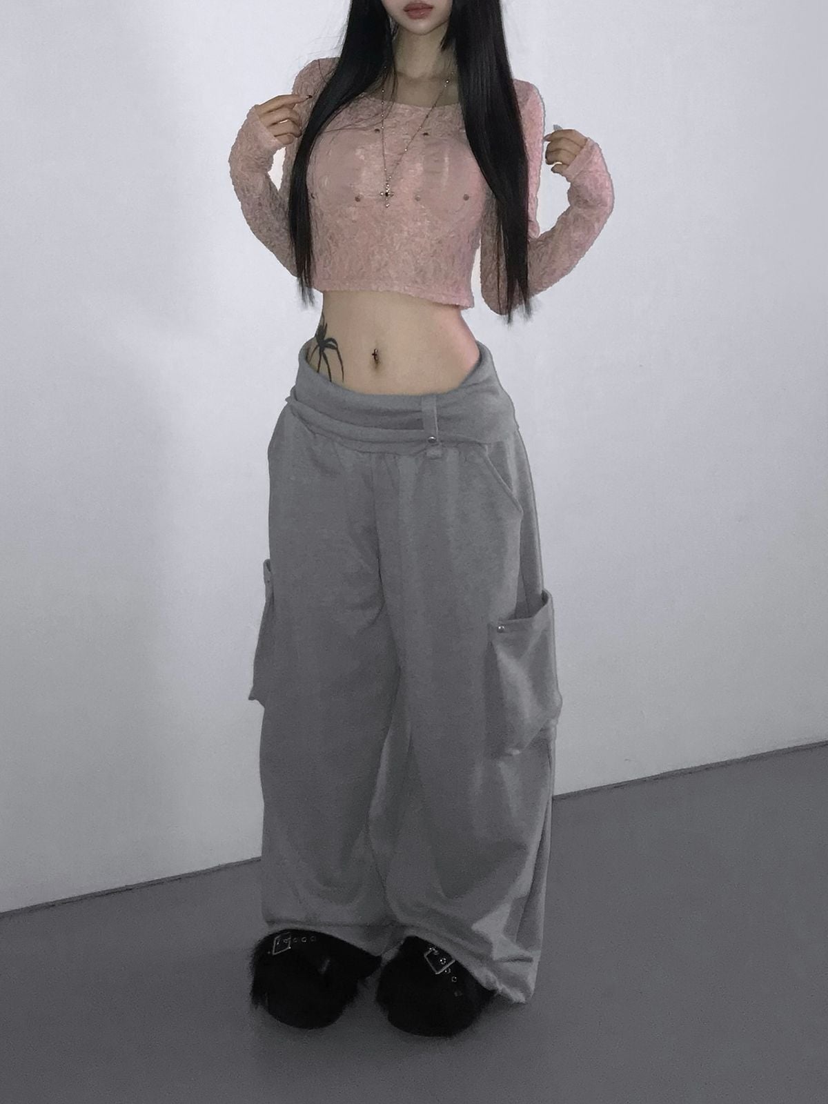 Folding Ring Studded Pants (2 Colours)