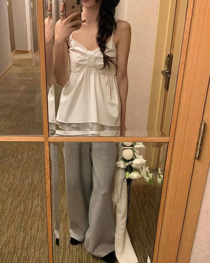 Super Cute!! Ribbon Chest Design Cami Top