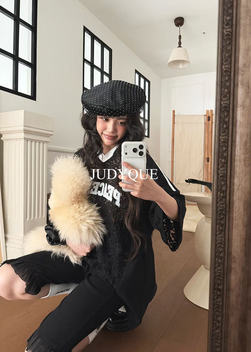 High End Lace Jercey Mesh Oversized Tee
