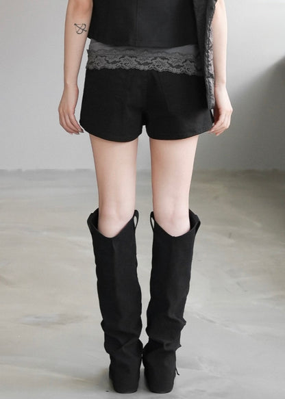 Stud-embellished Asymmetrical Wrap Shorts (2 Colours)