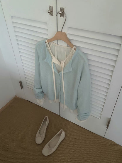 Spring Candy Round Neck Basic Mohair Cardigan