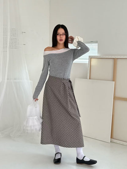 (Preorder) A-Line Check Button Skirt