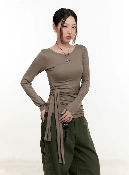 (Preorder) Layered Waist-Slimming  Long Sleeve Feminine Hug Tee