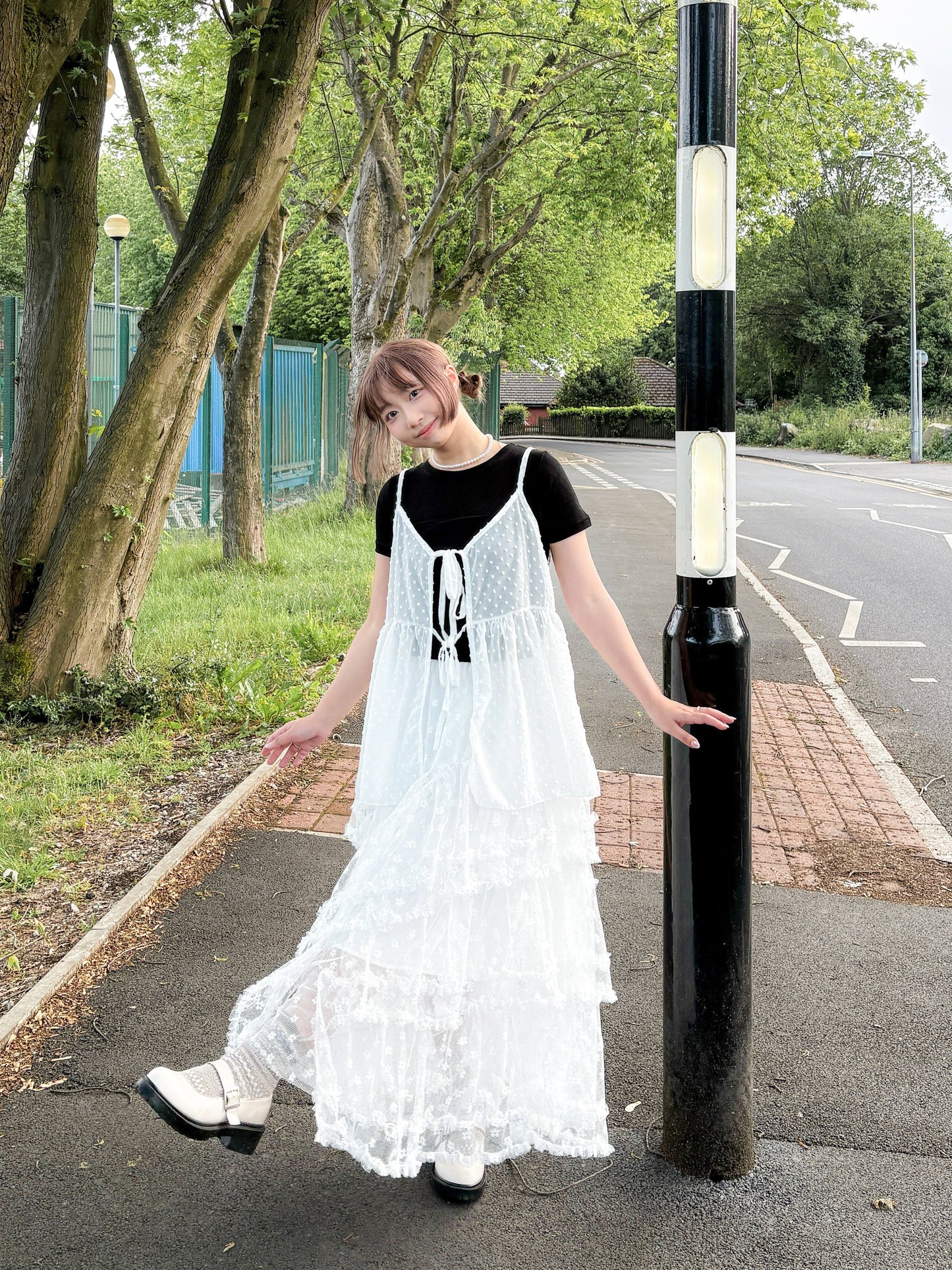 Fairy Ruffle Blossom A-Line Lace Frill Skirt (White)