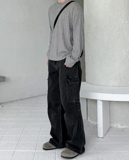 (Preorder) Unisex Men Deep-dyed Parachute Cargo Jeans