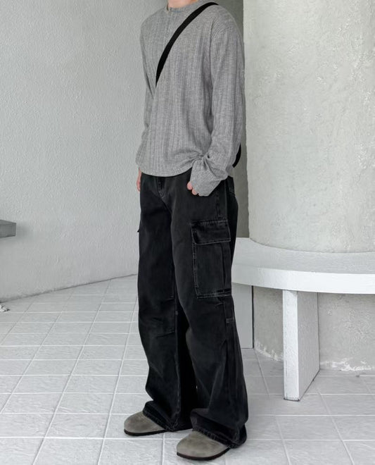 (Preorder) Unisex Men Deep-dyed Parachute Cargo Jeans
