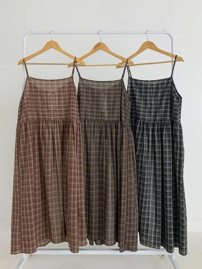 Ribbon Check 2 Way Layering Long Dress Ops