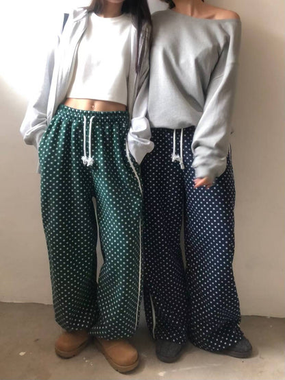 (DEC NEW) Polka dot double-sided brushed training pants