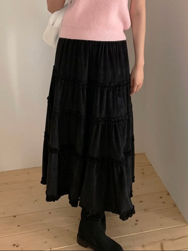 Three Season Fleece Underlining Maxi Skirt