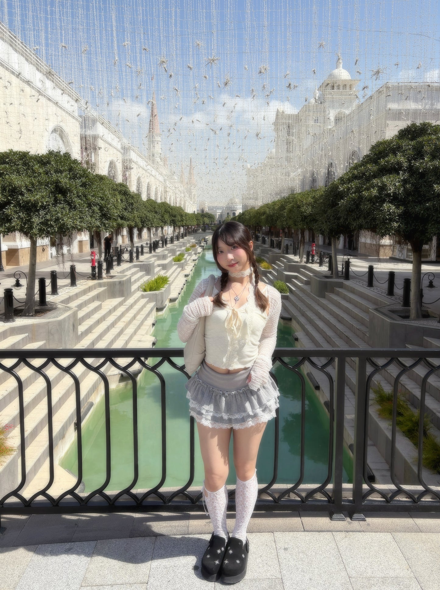 Premium Lace Layered Ruffle Mini Skirt with Bow details