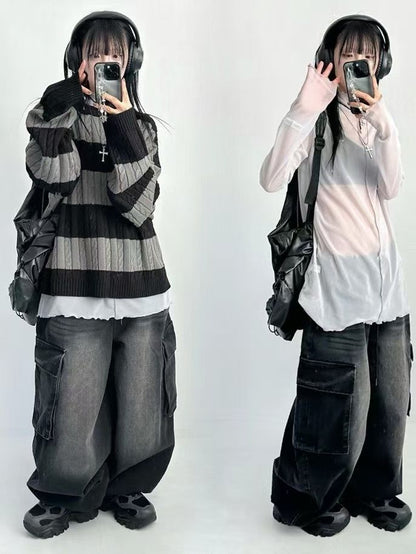 (Preorder) Long mesh high neck layered sheer long sleeve Top