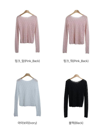 Sheer Lacy Slight Cropped Ballet Floral Tee (3 Colours)