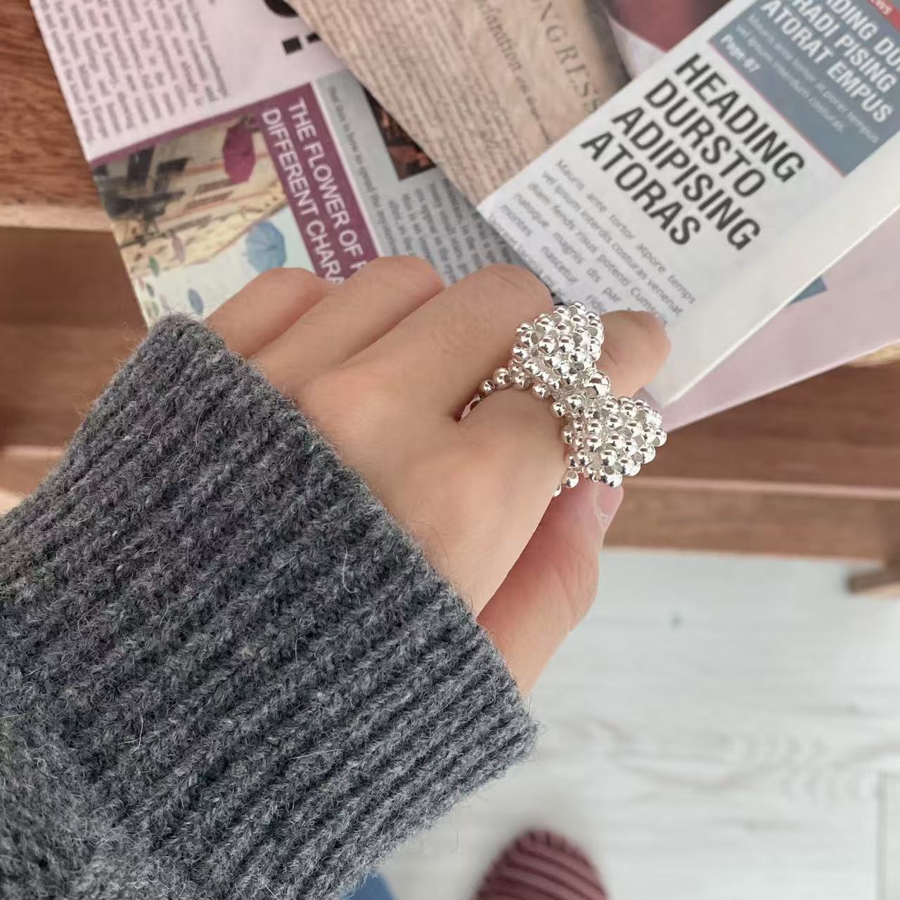 Ribbon Pearl Bead Ring