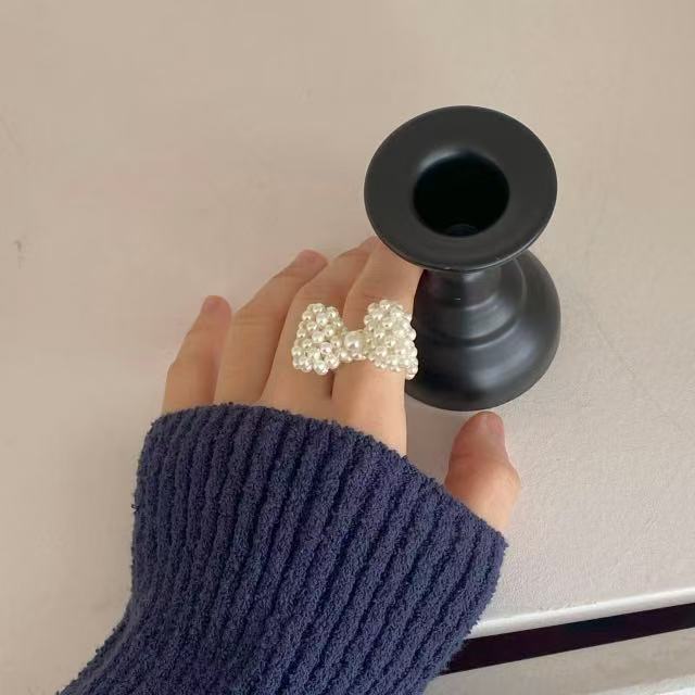 Ribbon Pearl Bead Ring