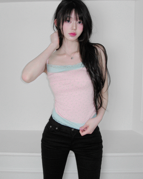 [Zanne] Brand Made Flori Heart Drop Lace Sleeveless Tank Top (3 Colours)