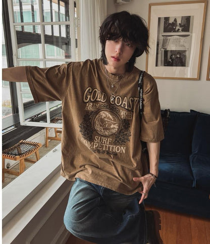 Unisex Overfit Pigment Gold Coast Short Sleeve T Shirt