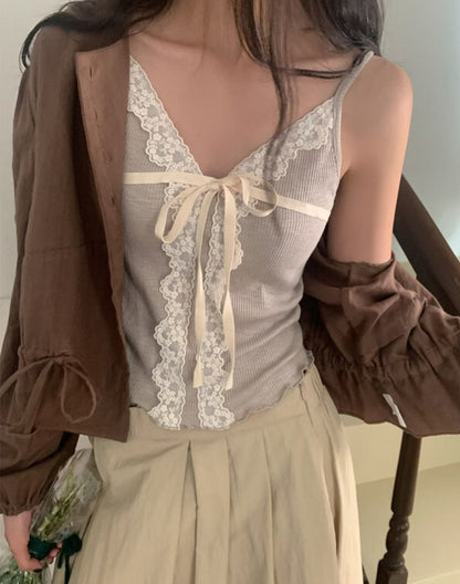Layering recommended! To You Lace Frill Sleeveless Tank Top (2 Colours)
