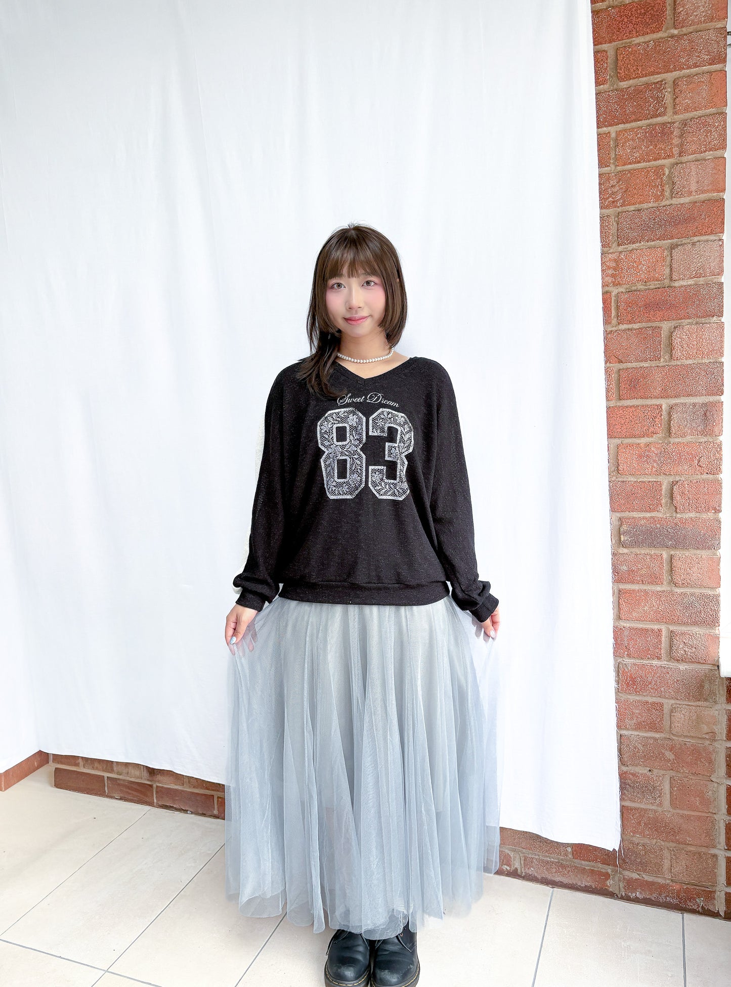 Two-piece chiffon skirt  (Grey/Black)