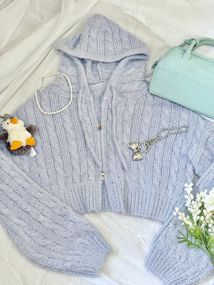 Dual-Zip Slim Fit Knit Hoodie