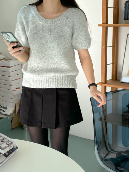 Puff-Sleeve Knit Top