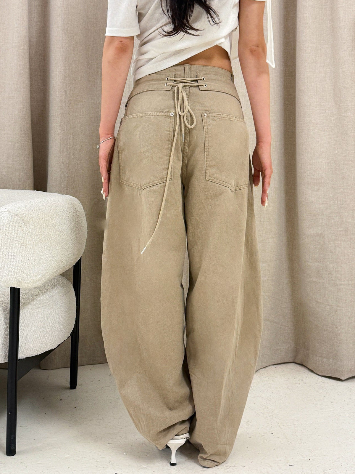 Corset Back Tie Pants