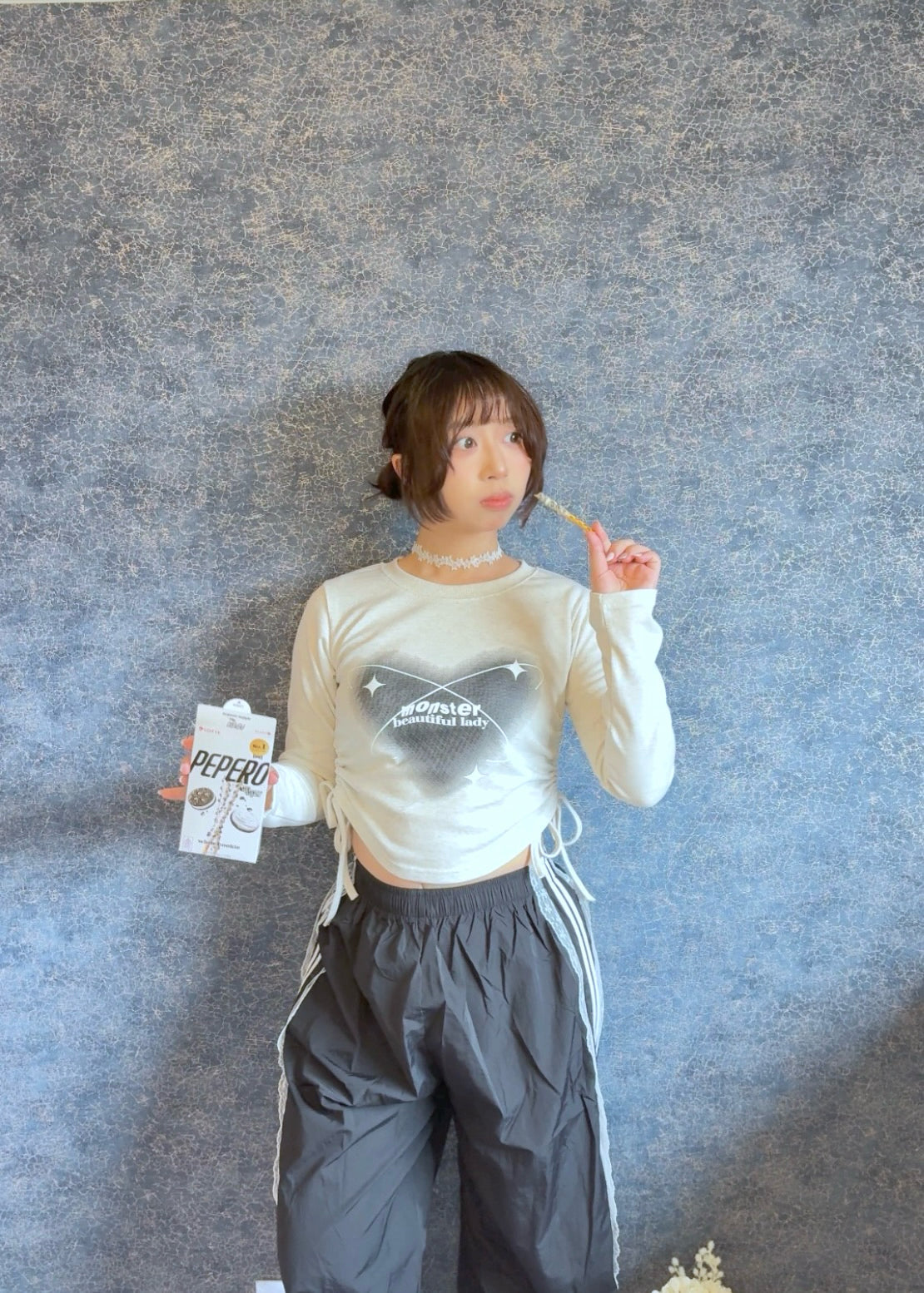 Ribbon Wrinkle Heart T-shirt