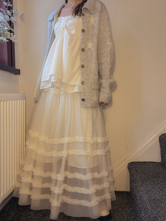 Chiffon Lace Long Flowy Skirt