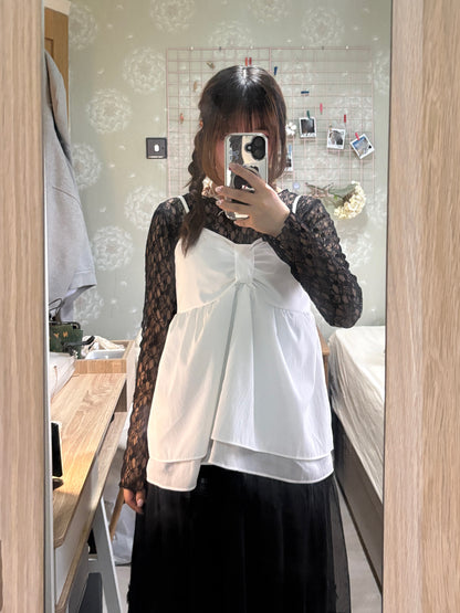 Sheer Lacy Slight Cropped Ballet Floral Tee (3 Colours)