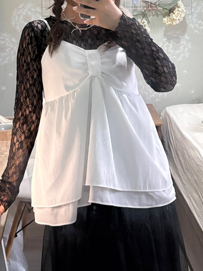 Sheer Lacy Slight Cropped Ballet Floral Tee (3 Colours)