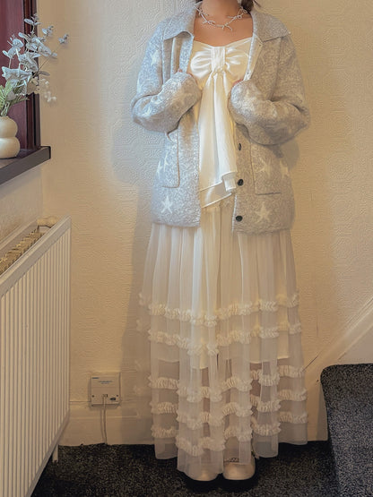 Chiffon Lace Long Flowy Skirt