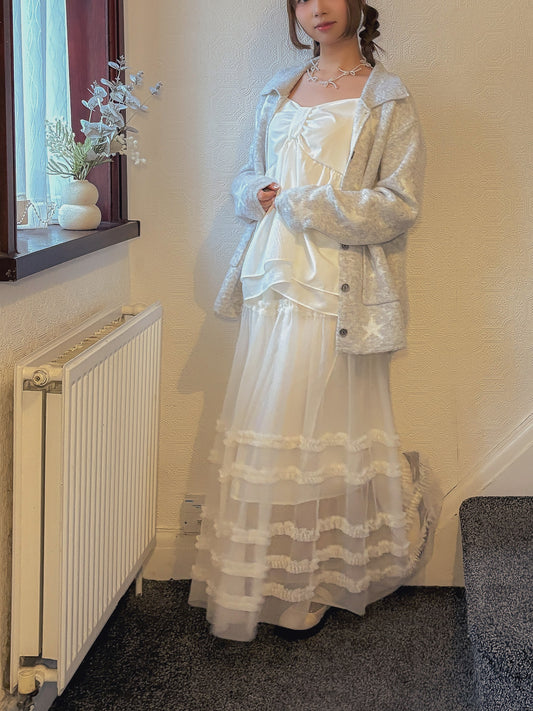 Chiffon Lace Long Flowy Skirt