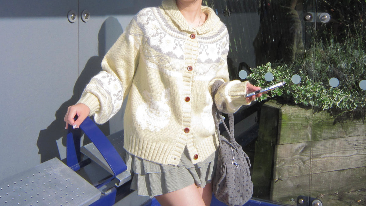26FW Alpaca Wool Nordic Knit Cardigan (Butter Yellow)