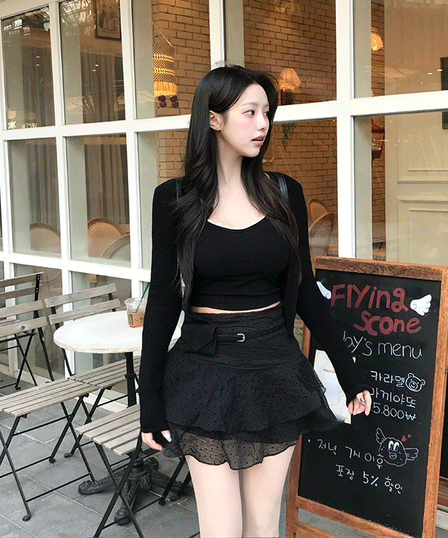 Spring Chiffon Dot Double-Tiered Mini Skirt