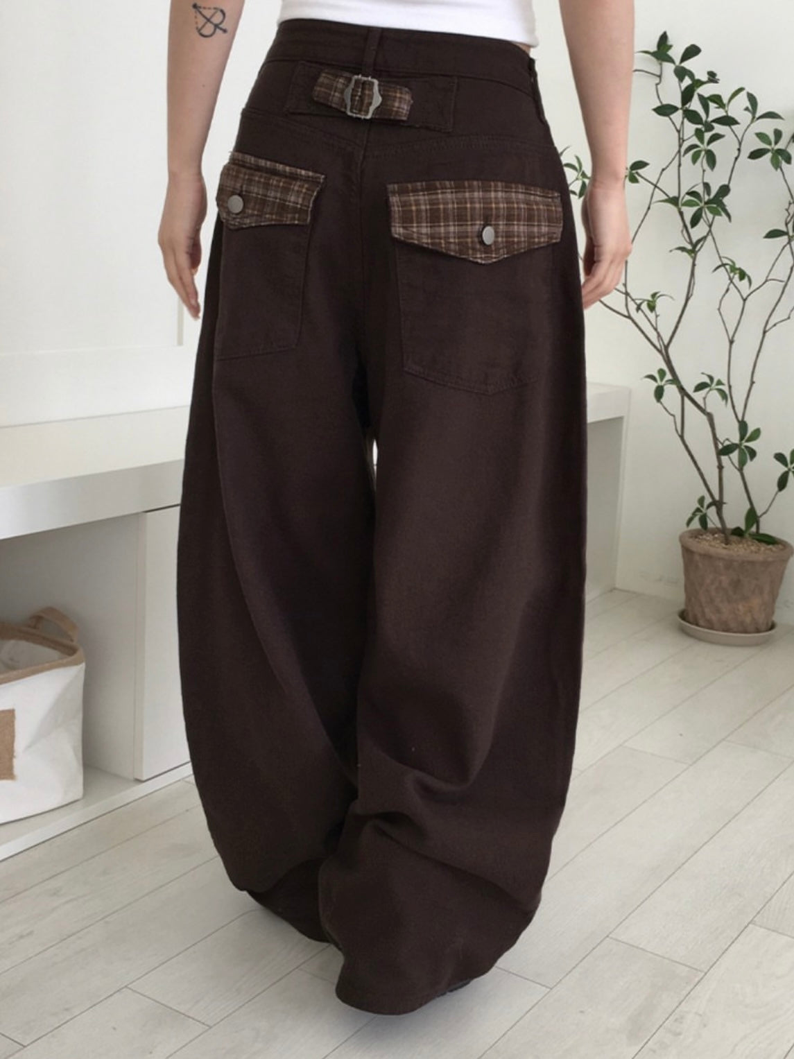 (Preorder) Wide Check Balloon Pants