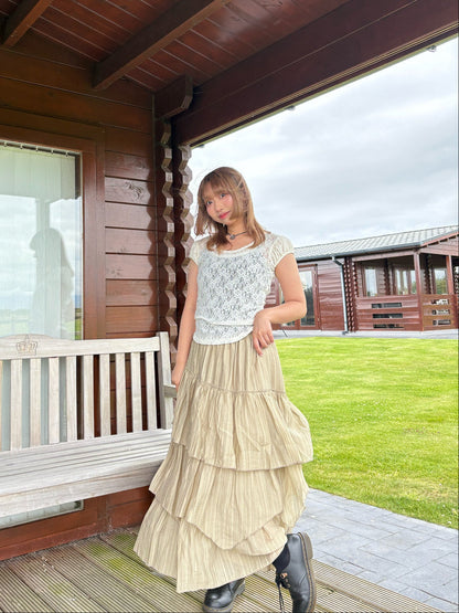 Luka Pleated Flare Skirt – Sheer Layered with Banded Waist (2 Colours)