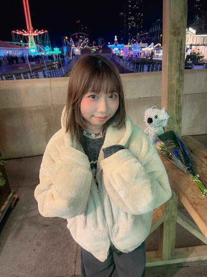 (DEC NEW)Oversized Teddy Sherpa Fleece Hoodie Zip-up