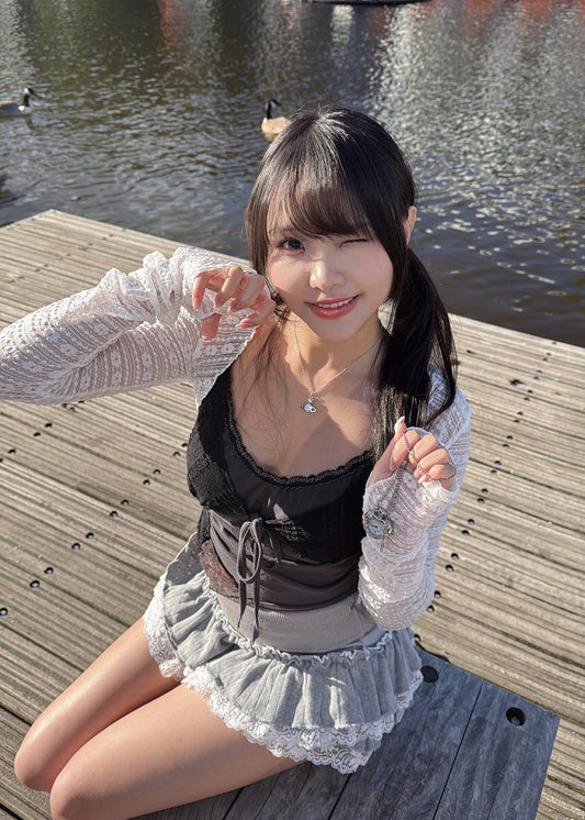 Layered Lace Patchwork Camisole with Bow