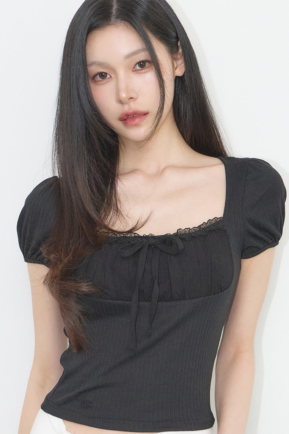 [ILLIGO] Rosie Lace Square Neck Tee (4 Colours)