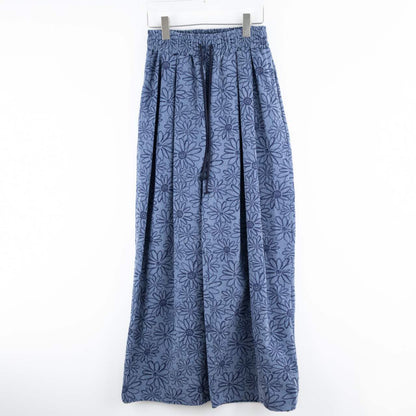(Preorder) Floral pigment print loose-fit cotton one size pants