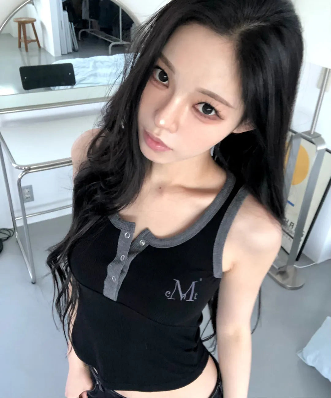 Brand Week Sale -07.13[Mucent] Color Pop Contrast Button Crop Ribbed Sleeveless (6 Colors)